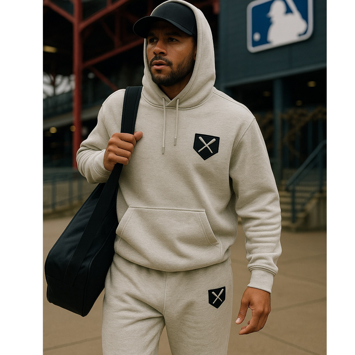 Mens quality heavyweight Joggers with embroidered home plate logo -