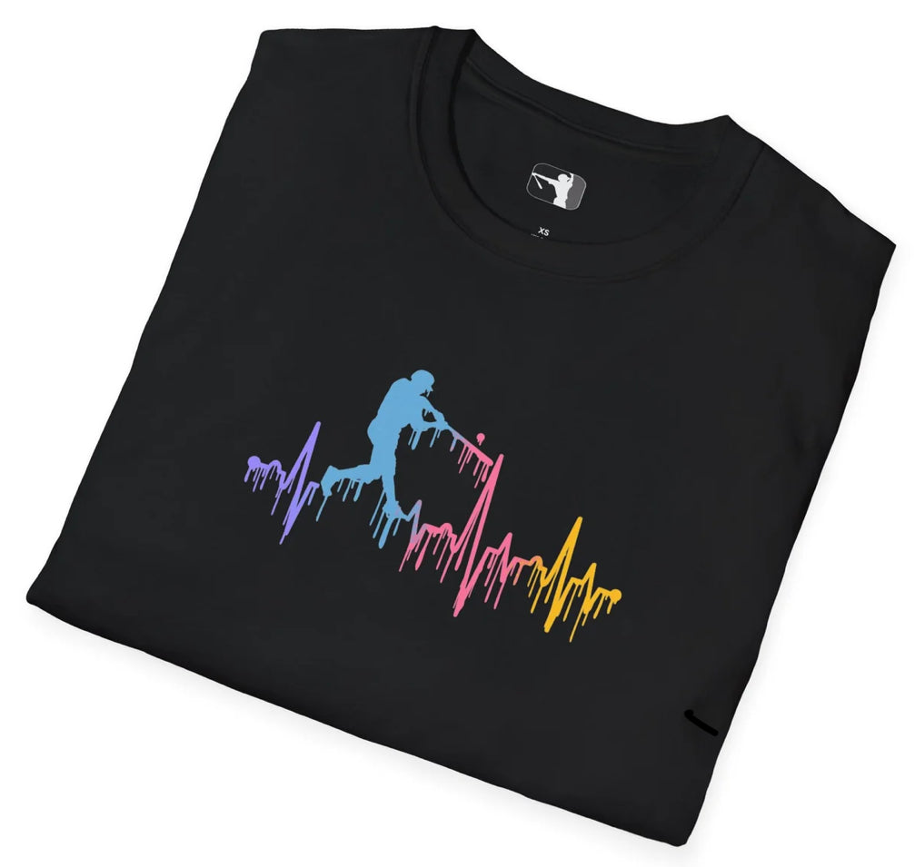 Mens baseball heartbeat drip tee