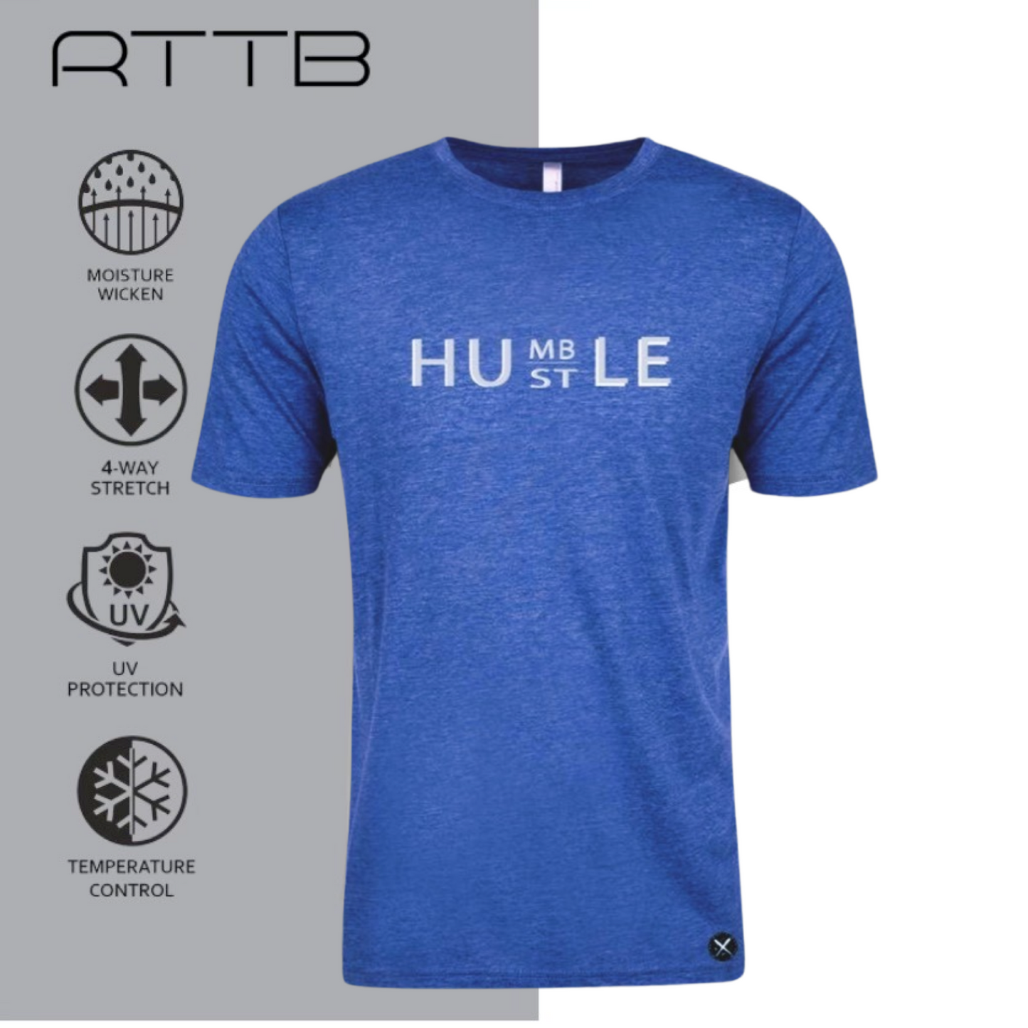 Mens humble/hustle heather blue tee