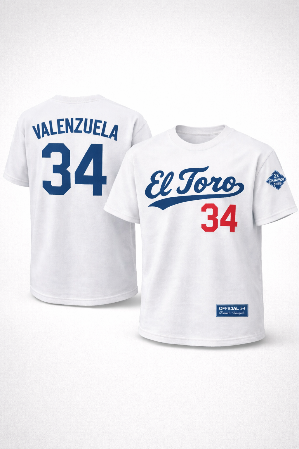 Fernando Valenzuela 2 x champion T-shirt Jersey- ADULT - ships 4/15